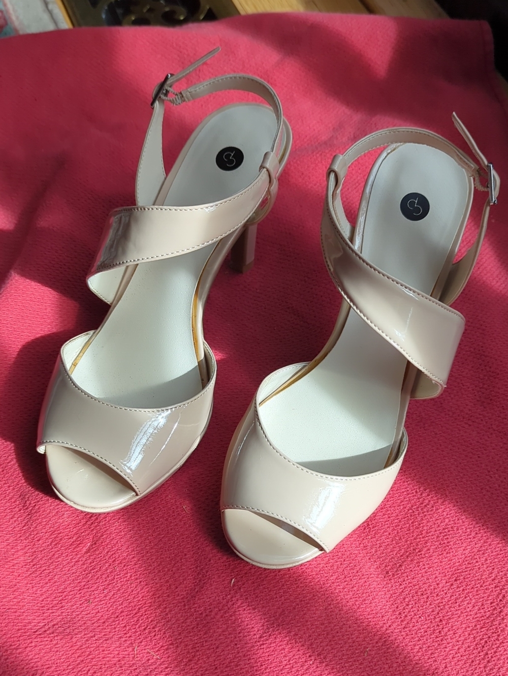 Dress Barn Patent Nude Cross-Strap Slingback Heels